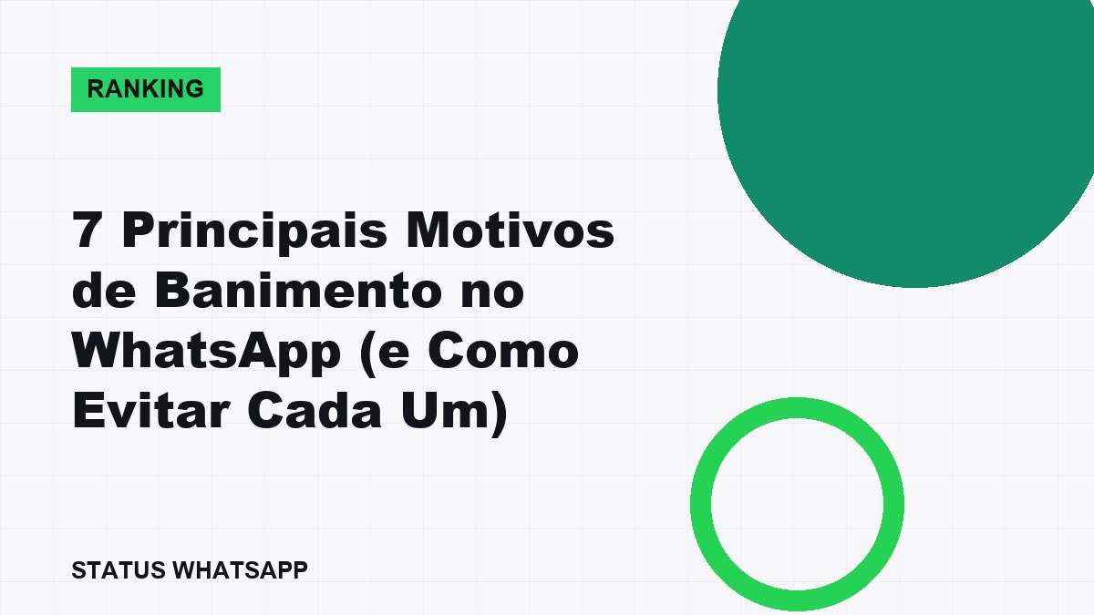 Ranking visual dos 7 motivos de banimento no WhatsApp com ícones — guia para empresas brasileiras 2026