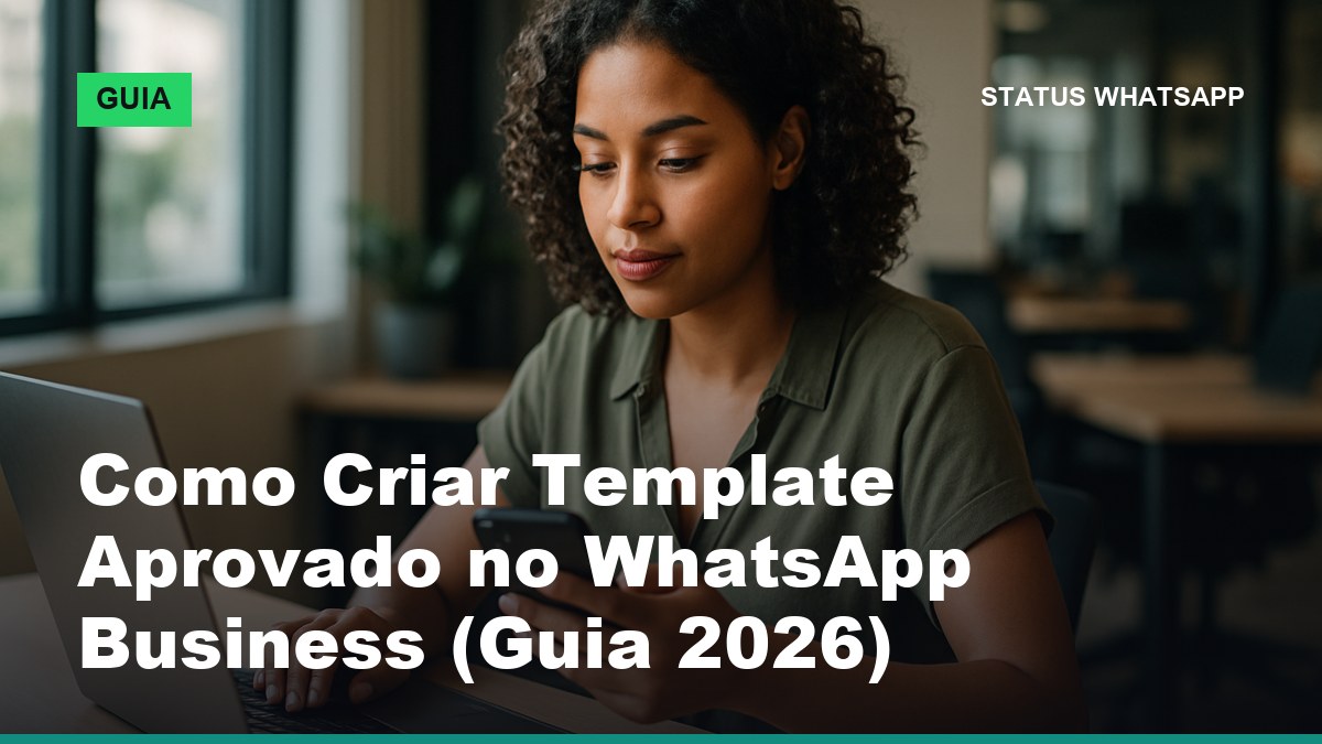 Profissional de marketing brasileira criando template aprovado no WhatsApp Business API no computador do escritório