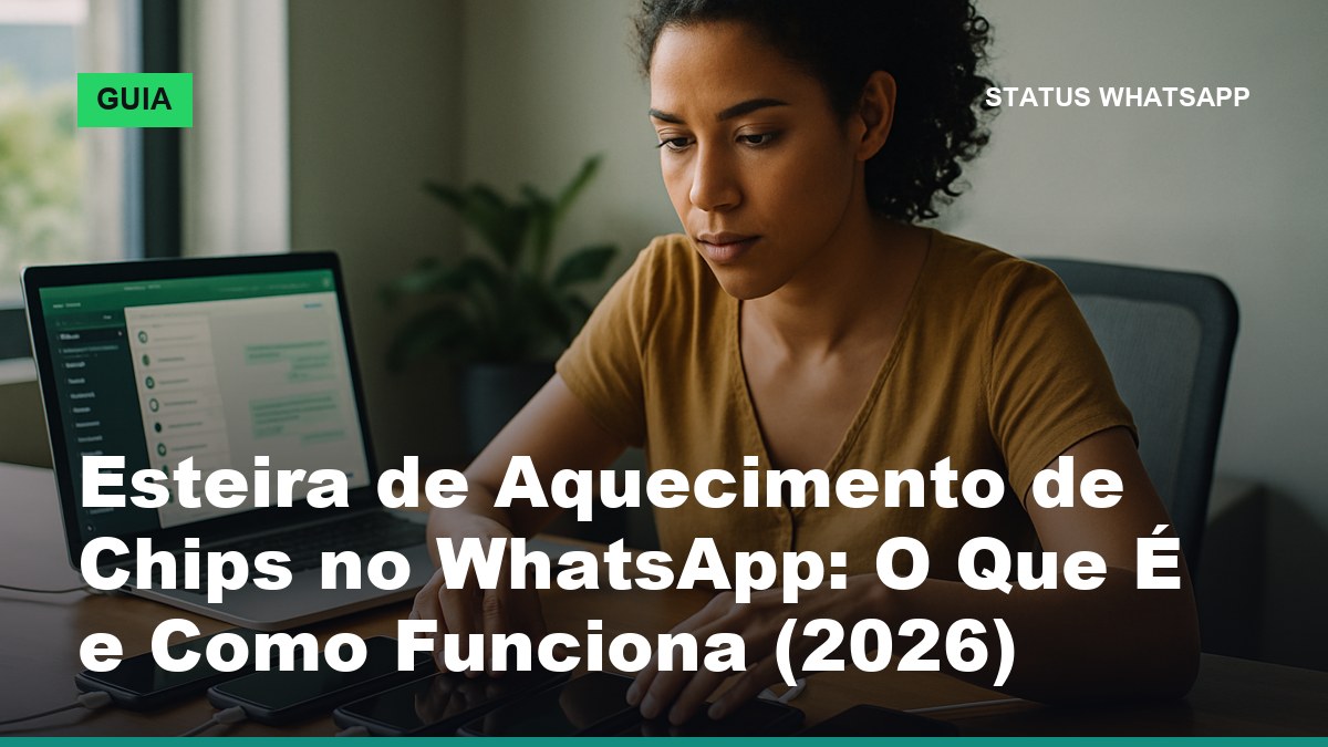 Profissional brasileiro configurando esteira de aquecimento de chips WhatsApp em vários celulares sobre a mesa