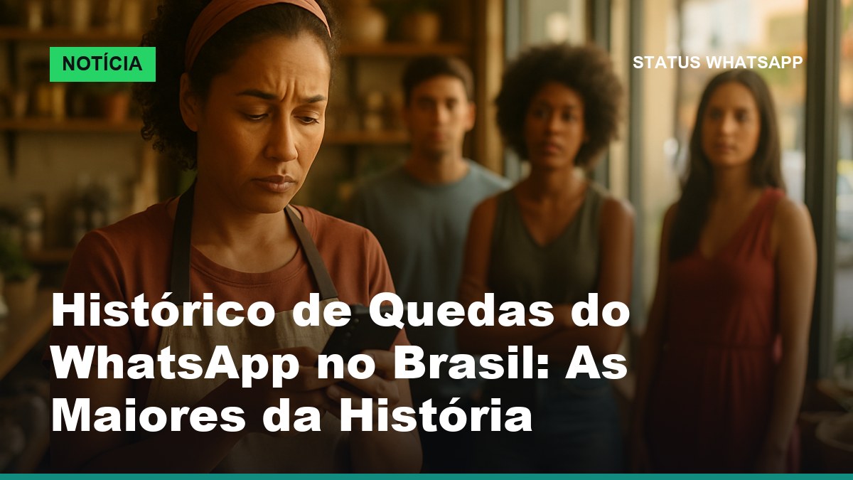 Linha do tempo do histórico de quedas do WhatsApp no Brasil com pessoas usando celulares durante instabilidade