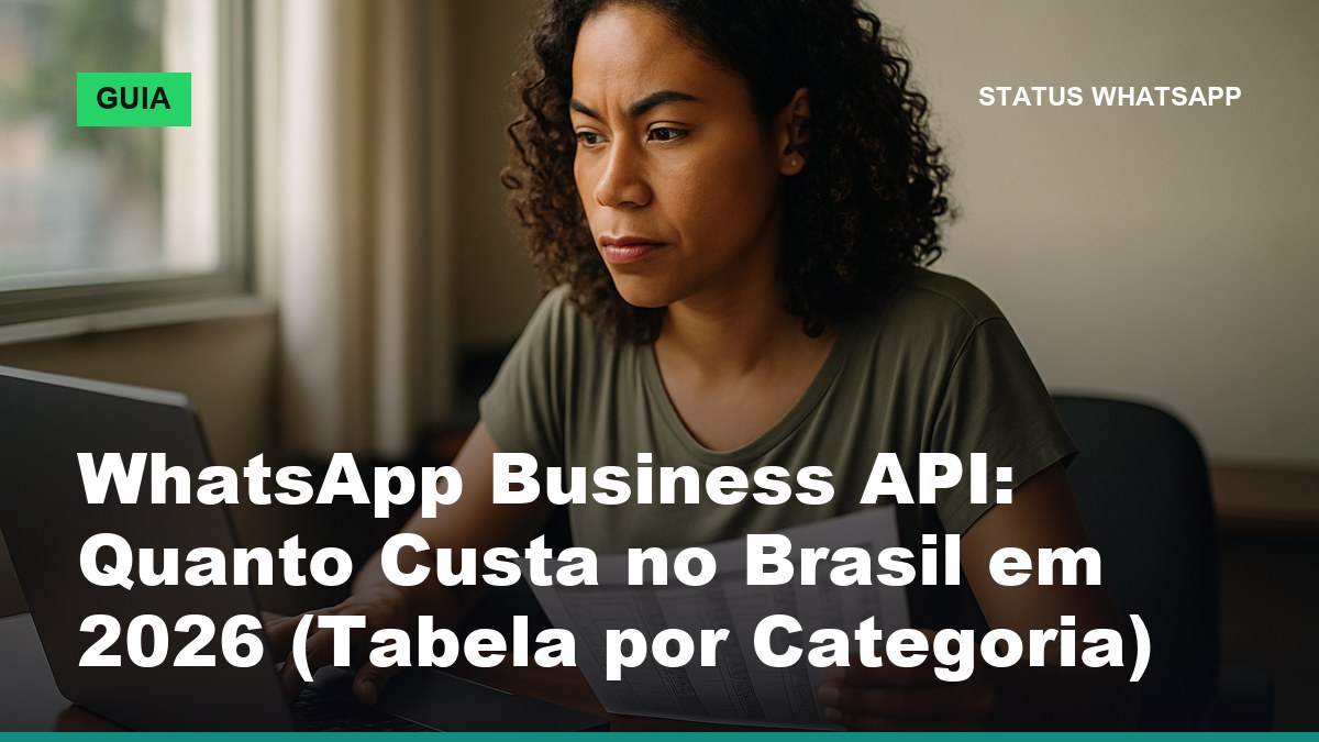 Empresária brasileira calculando quanto custa a WhatsApp Business API em 2026 com notebook e planilha de preços