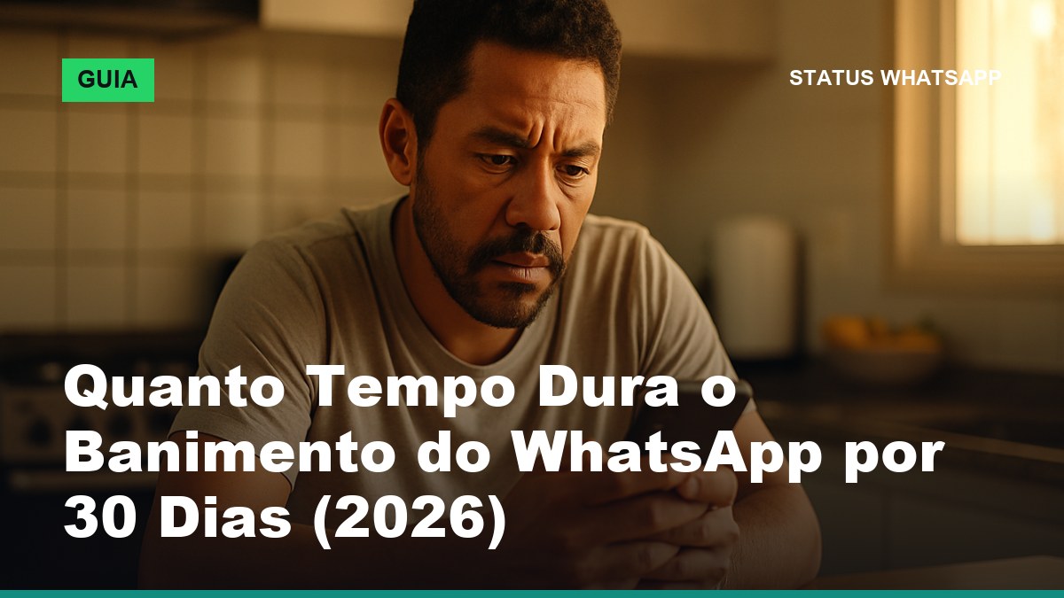 Homem brasileiro checando o cronômetro de banimento temporário na tela do WhatsApp no celular
