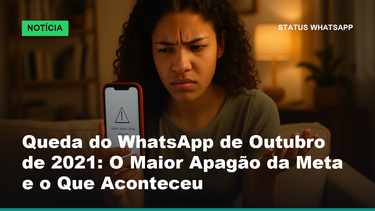 Pessoa segurando celular com WhatsApp fora do ar durante a queda de outubro de 2021