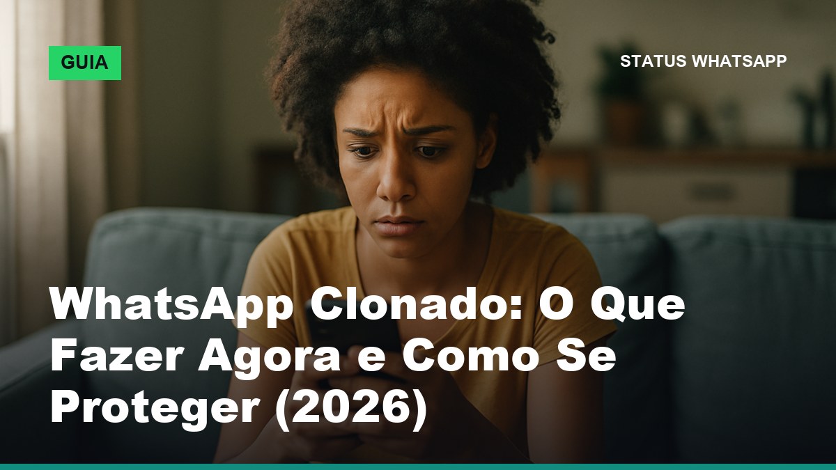 Pessoa preocupada olhando o celular ao descobrir que o WhatsApp foi clonado